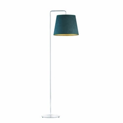 Lampa stojąca do salonu RIJAD GOLD zielona glamour z welwetowym abażurem Lysne 156 cm