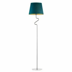 Lampa stojąca do salonu FOGO GOLD welurowa zielona glamour z abażurem Lysne 174 cm