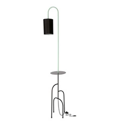 Lampa stojąca do salonu Ravello czarna z abażurem i półką nowoczesna CANDELLUX LIGHTING