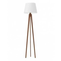 Lampa podłogowa drewniana Curacao Lysne nowoczesna biała z abażurem do salonu 158 cm