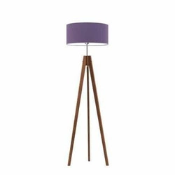 Lampa podłogowa drewniana HAITI Lysne fioletowy abażur glamour do salonu i sypialni