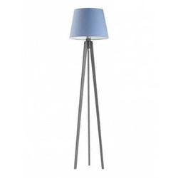 Lampa podłogowa stojąca drewniana z abażurem Curacao niebieska do salonu Lysne 158 cm