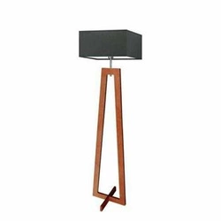 Lampa stojąca do salonu Jawa grafitowy abażur nowoczesna drewniana Lysne 138 cm