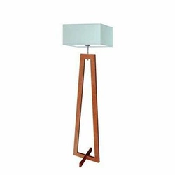 Lampa stojąca do salonu JAWA Lysne nowoczesna drewniana z miętowym abażurem 138 cm