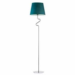 Lampa podłogowa FOGO zielona welwetowa z abażurem do salonu nowoczesna glamour Lysne 174 cm