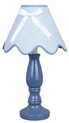 Lampka nocna do sypialni Lola niebieska nowoczesna ceramiczna z abażurem CANDELLUX 41 cm