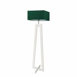 Lampa podłogowa JAWA zielona z abażurem, nowoczesna drewniana lampa stojąca do salonu Lysne
