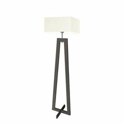 Lampa podłogowa stojąca do salonu Jawa nowoczesna drewniana z abażurem ecru Lysne 138 cm