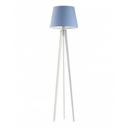 Lampa stojąca do salonu Curacao nowoczesna drewniana z niebieskim abażurem Lysne 158 cm