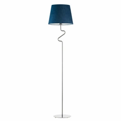 Lampa stojąca do salonu FOGO niebieska nowoczesna welwetowa z abażurem glamour Lysne 174 cm