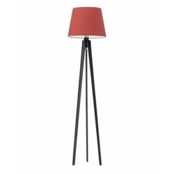 Lampa stojąca do salonu Curacao czerwona z abażurem nowoczesna drewniana Lysne 158 cm