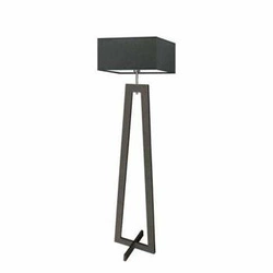 Lampa podłogowa JAWA grafitowa z abażurem, drewniana nowoczesna do salonu Lysne 138 cm