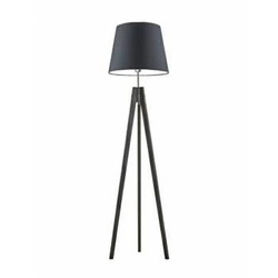 Lampa podłogowa drewniana trójnóg ARUBA grafitowa z abażurem do salonu Lysne 149 cm