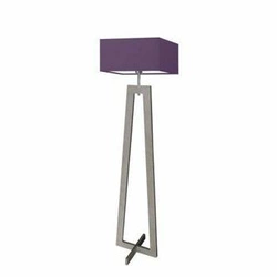 Lampa podłogowa JAWA fioletowa nowoczesna drewniana z abażurem do salonu Lysne 138 cm