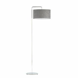 Lampa podłogowa do salonu nowoczesna szara BOLIVIA z welurowym abażurem LYSNE 156 cm