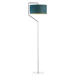 Lampa stojąca do salonu TESALLIA GOLD Lysne glamour zielony welurowy abażur chrom 156 cm