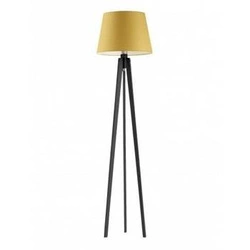 Lampa podłogowa do salonu Curacao nowoczesna drewniana z abażurem musztardowym Lysne 158 cm
