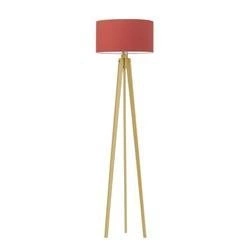 Lampa podłogowa MIAMI abażur czerwony stelaż dębowy