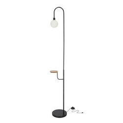 Lampa stojąca Vanity czarna z półką nowoczesna metalowa do salonu i sypialni 173 cm