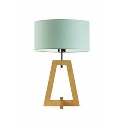 Lampka nocna do sypialni Clio glamour z miętowym abażurem i dębową podstawą personalizowana