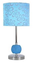 Lampka nocna Cort nowoczesna metalowa z niebieskim abażurem do sypialni lub salonu 40 cm