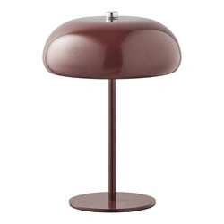 Lampka nocna LED Margate akumulatorowa metalowa bordowa do sypialni