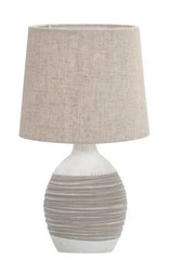 Lampka nocna do sypialni Ambon nowoczesna ceramiczna beżowa z abażurem Candellux 35 cm