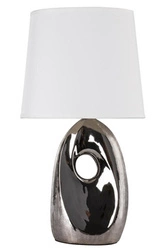 Lampa stołowa Hierro glamour srebrna z abażurem do sypialni i salonu CANDELLUX LIGHTING