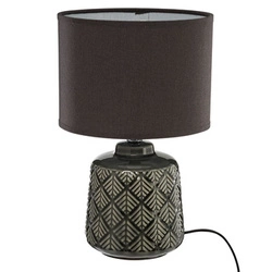 Lampka nocna ceramiczna Ilou Atmosphera szara ciemna z abażurem do sypialni w stylu boho