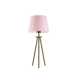 Lampka nocna do sypialni BERGEN nowoczesna z abażurem jasny różowy złoty LYSNE 50 cm