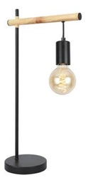 Lampa stołowa Izzy czarna nowoczesna stalowo-drewniana lampka nocna do sypialni i salonu