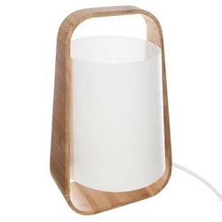 Lampka nocna do sypialni Atmosphera Rex nowoczesna biała z bambusem stołowa dekoracyjna 35 cm