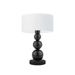 Lampka nocna HONOLULU nowoczesna z białym abażurem na czarnym stelażu do sypialni 41 cm