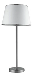 Lampa stołowa Ibis srebrna klasyczna z abażurem do sypialni i salonu ze ściemniaczem