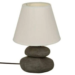 Lampka nocna do sypialni Mer Atmosphera szara ceramiczna z abażurem bawełnianym 29,5 cm