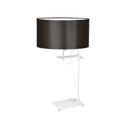 Lampka nocna Alaska nowoczesna z abażurem brązowym i białą podstawą do sypialni LYSNE 55 cm