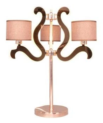 Lampa stołowa Ambrosia 3 glamour z abażurami LED miedziana brązowa do salonu i sypialni