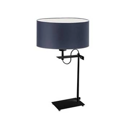 Lampka nocna do sypialni Alaska LYSNE granatowa nowoczesna z abażurem na czarnym stelażu