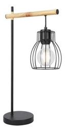 Lampa stołowa Bernita czarna nowoczesna metalowo-drewniana do sypialni i salonu CANDELLUX