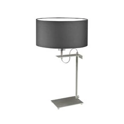Lampka nocna do sypialni nowoczesna Alaska z abażurem grafitowym na srebrnym stelażu LYSNE 55 cm
