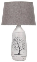 Lampka nocna ceramiczna Walia 1 jasnoszara z abażurem do sypialni i salonu 40 cm CANDELLUX