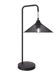 Lampa stołowa Kiruna nowoczesna czarna metalowa z ażurowym kloszem do salonu i sypialni