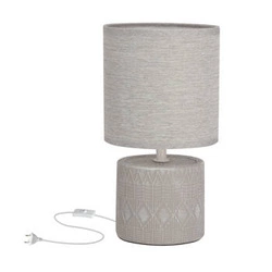 Lampka nocna ceramiczna Dina nowoczesna z abażurem szara do sypialni lub salonu CANDELLUX