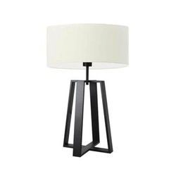 Lampka nocna THOR nowoczesna z abażurem ecru i czarnym stelażem do sypialni LYSNE