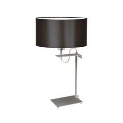 Lampka nocna do sypialni Alaska nowoczesna brązowa z abażurem i srebrną podstawą LYSNE 55 cm