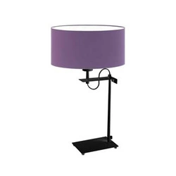Lampka nocna do sypialni Alaska nowoczesna z abażurem fioletowym na czarnym stelażu 55 cm