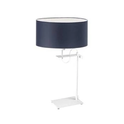Lampka nocna do sypialni Alaska nowoczesna granatowa z abażurem na białym stelażu 55 cm