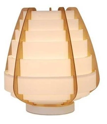 Lampka nocna boho Nagoja beżowa drewniana do sypialni i salonu Ledea 27 cm
