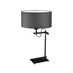 Lampka nocna do sypialni Alaska nowoczesna z abażurem grafitowym na czarnej podstawie 55 cm