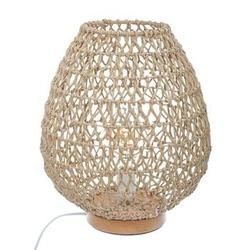 Lampa stołowa Etel Atmosphera 35cm skandynawska z drewnianą podstawą do sypialni i salonu
